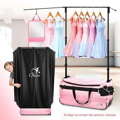 Dance Bag with Garment Rack and Curtain, 23" Dance Competition Duffle Bag | Glitter Waterproof Fabric | Portable Dance Changing Room Suitcase for Dancers, Athletes and Cheerleaders - color: 23" Glitter Pink