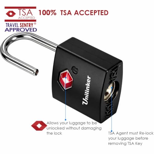 4 Pack TSA Approved Luggage Locks with Keys Alike, Travel Metal Padlock - size: 4-Black