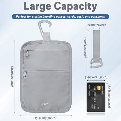Anti-Theft Belt Waist Travel Wallet Hidden Passport 3-Zone Clip Carabiner - color: Grey