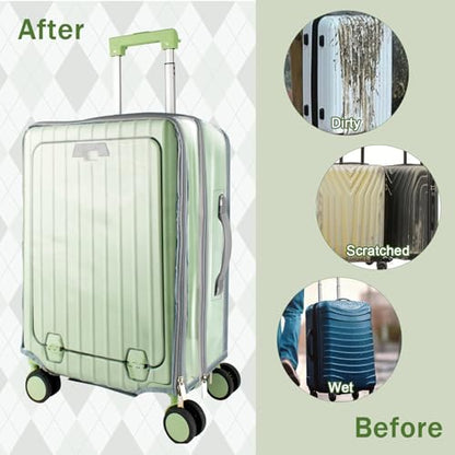 Clear PVC Luggage Cover Protector - No Disassembly Suitcase Covers for 24Inch Front Open Luggage, Carry on Luggage Protective Covers for Wheeled Suitcase Waterproof Dustproof Anti-scratch - size: 24 Inch