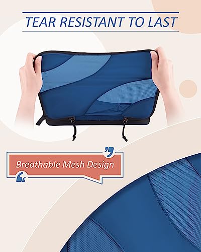 BAGSMART Compression Packing Cubes for Travel - color: Classic Blue, size: Set of 6