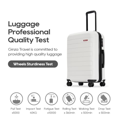 GinzaTravel 3-Piece White ABS Hardside Luggage Set 20"/24"/28" Suitcases - color: White