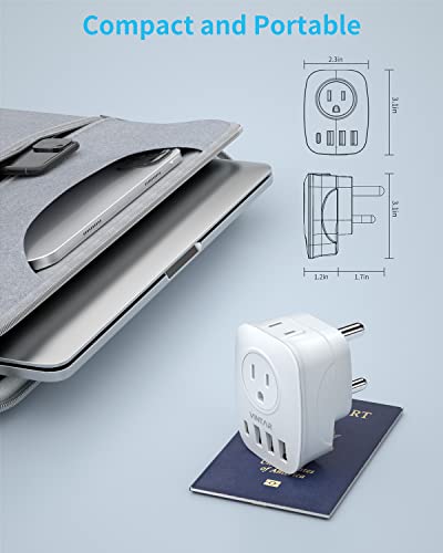 VINTAR South Africa Plug Adapter, Type M Plug Adapter with USB C, 2 Pack - style: Type M-2 Pack-White-South Africa