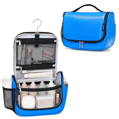 Travel Toiletry Bag for Women & Men, Waterproof Hanging Makeup Organizer - color: Blue
