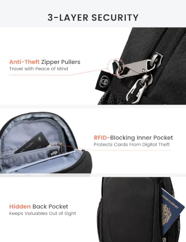 SKYSPER Sling Bag RFID Cross Body Bag Anti Theft Crossbody Backpack Travel Shoulder Daypack(Black) - color: Black
