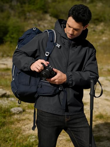 UIQUR Mens Raincoat Waterproof Rain Jacket - color: Black, size: 4X-Large
