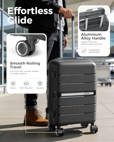 20 Inch Carry-on Luggage with Spinner Wheels, Hard Shell Suitcase with TSA Lock, Airline Approved, Rolling Suit Case for Travel Weekend Trips, Dark Grey Color - color: Dark Grey