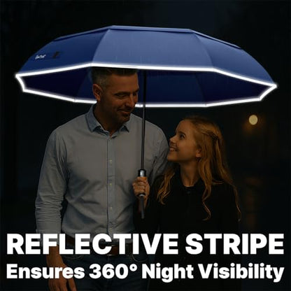 Royal Walk Compact Travel Umbrella for Rain, Windproof, Small & Portable - color: Dark Blue