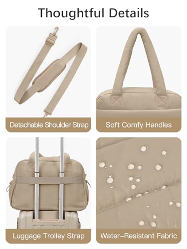 oscaurt Gym Bag for Women Lightweight Duffle Bag for Travel with Toiletry Pouch Water Resistant Carry On Weekender Overnight Duffel - color: Desert
