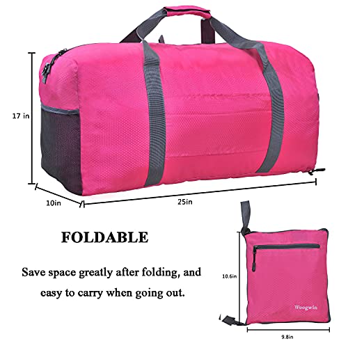 Woogwin Travel Duffel Bag Large Foldable Waterproof Overnight Bag for Beach Swim Bags Pool Sports Gym - color: 60L Rose
