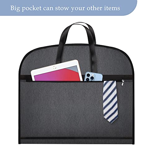 Limoomil 42" Heavy‑Duty Waterproof Garment Bag for Suits, Tuxedos & Coats - color: Darkgrey, size: 42" x 24" x 4"