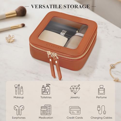 Small Clear Makeup Bag for Purse, Travel Cosmetic Case, Brown, Mini - color: Brown, size: Mini