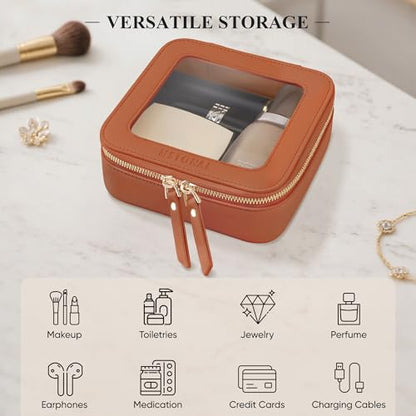 Small Clear Makeup Bag for Purse, Travel Cosmetic Case, Brown, Mini - color: Brown, size: Mini