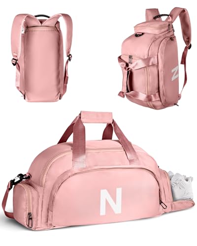 8 Year Old Girl Birthday Gift, Initial Gym Bag Dance Bag for Girls - color: Pink, style: N