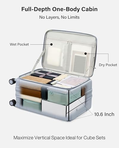 Hanke Hardside Expandable Carry On Luggage, 20 Inch Top Opening Suitcase - color: Grey, size: 20 Inch EXT