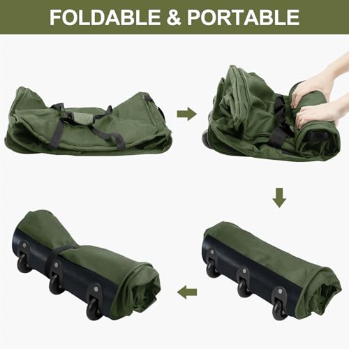 Finnhomy 120L Foldable Rolling Duffel Bag with 3 Wheels, Light Weight Travel Duffel bag with Large Loading Capacity, 32'' Rolling Duffel bag with Shoulder Strap - color: Green