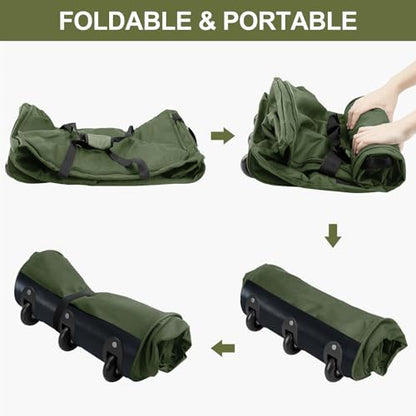 Finnhomy 120L Foldable Rolling Duffel Bag with 3 Wheels, Light Weight Travel Duffel bag with Large Loading Capacity, 32'' Rolling Duffel bag with Shoulder Strap - color: Green