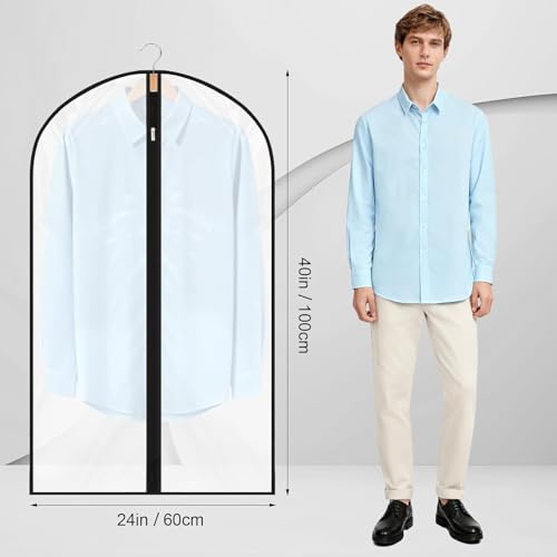 12 Pack Peva Garment Bags 24 x 40 In, Translucent Clothes Covers - color: Matte with Black Edge, size: 40in *12