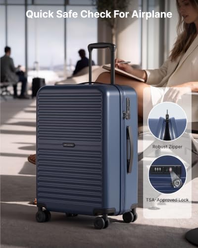 LONG VACATION Luggage Sets, 3 Piece, 20 Inch Carry On Hardshell Suitcase - color: Blue, size: 3 Piece Set (20in/BP/TB)