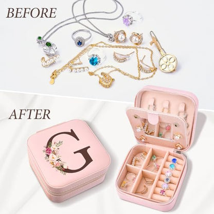 Inngeroo Christmas Stocking Stuffers for Women, Travel Jewelry Case Box | Personalized Gifts, Fashion Travel Essentials Trendy Stuff for Teen Girls Initial G - style: G