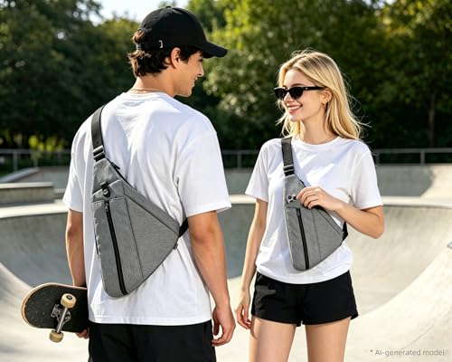 OSOCE Sling Bag for Men, RFID Blocking Anti-Theft, Water Bottle Holder, S - color: Grey, size: Small