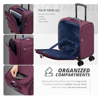 Verage Underseat Carry On Luggage with Wheels,14.5-Inch,Grape red - color: Grape red, size: 14.5-Inch Plus Underseat