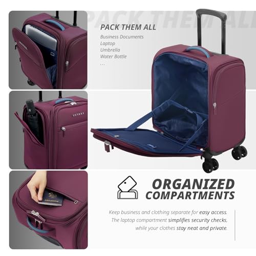 Verage Underseat Carry On Luggage with Wheels,14.5-Inch,Grape red - color: Grape red, size: 14.5-Inch Plus Underseat