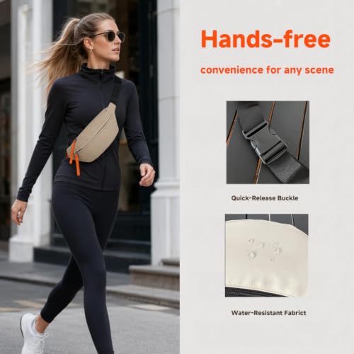 Fanny Pack for Women Men, Crossbody Waist Pack for Running Hiking Travel - color: Black