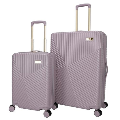 Jessica Simpson Abilene 2-Piece Set (20" & 28") Expandable 8-Wheel Spinner Large Checked Luggage Suitcase, Elderberry - color: Elderberry, size: 2-Piece Set
