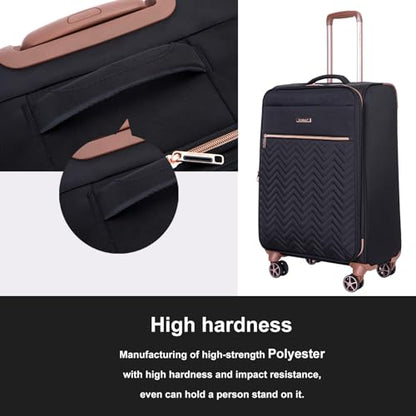 Travelhouse 4-Piece Softside Luggage Set with Spinner Wheels - color: Black, size: 4 piece
