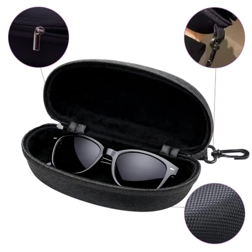 3pcs Sunglasses Case Box, Travel Zipper Hard Shell Eyeglasses Case Scratch Resistant Glasses Hook Glasses Organiser - color: Black Blue Red