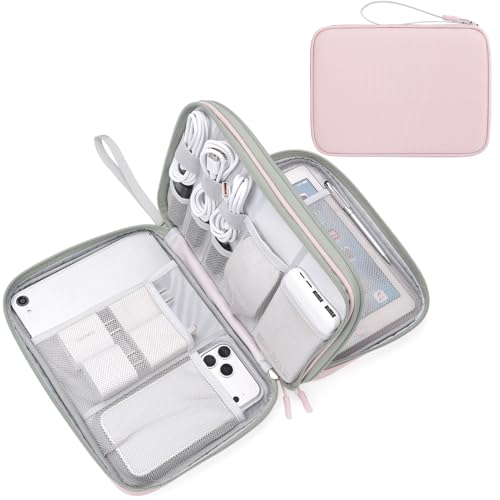 FYY Electronic Organizer, Travel Tech Pouch Bag, Extra Large, Light Pink - color: Light Pink, size: 10.8 x 8 x 3.15 inches