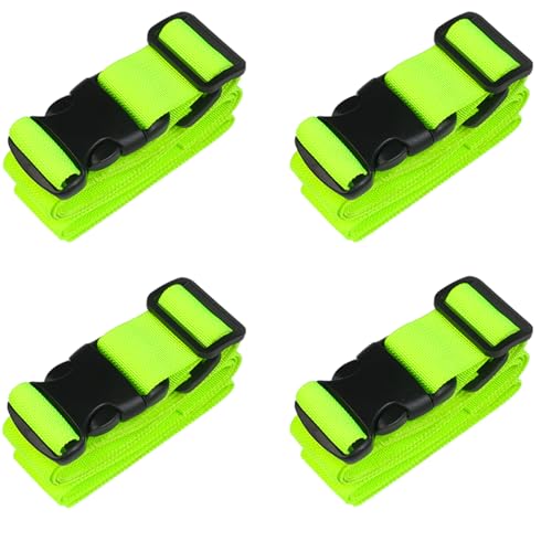 MAGARROW 1.5" Utility Luggage Straps with Buckle Adjustable, 4-Pack (Neon Green, 5.4 feet Long) - color: Neon Green, size: 1.5 in x 5.4 ft