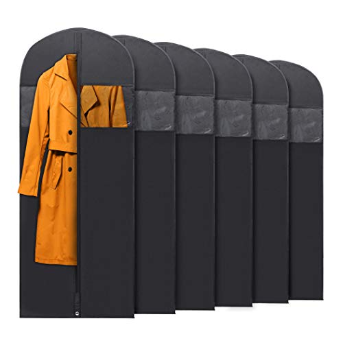 PLX 60" Inch Black Garment Bags for Long Hanging Clothes - size: 6 pack black: 60” x 24”