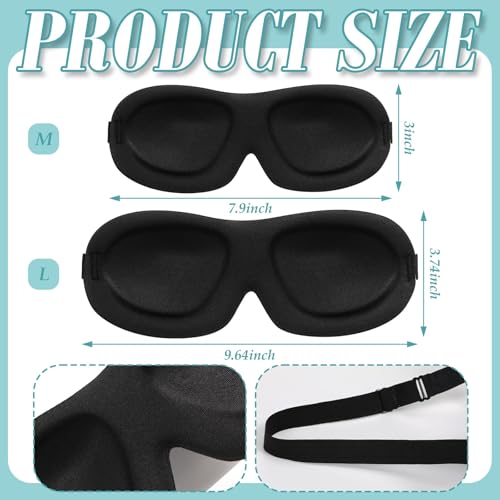8 Pcs Sleep Mask 3D Eye Masks for Sleeping, Large, Black - color: Black, size: Large