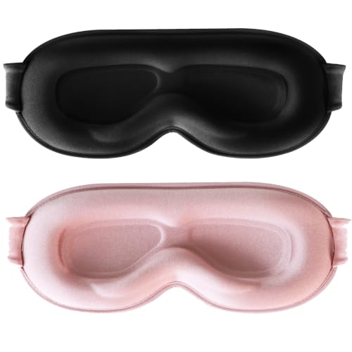 Sleep Mask for Lash Extensions, 3D Contoured Weighted Eye Cover - color: Black Pink