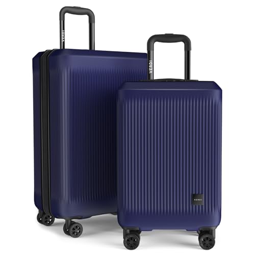 Verdi Hardside Expandable Luggage Set, Carry-On/24-In Suitcase with Spinner Wheels - color: Navy, size: 2-Piece Set (20/24)