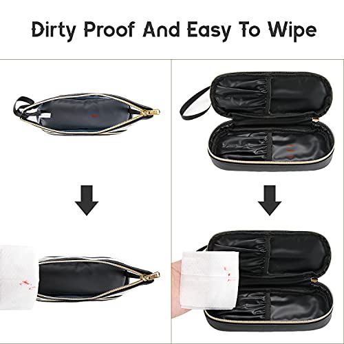 Clear Makeup Bag with Brushes Compartment Travel TSA Approved Toiletry Bag - color: 01-leather black clear