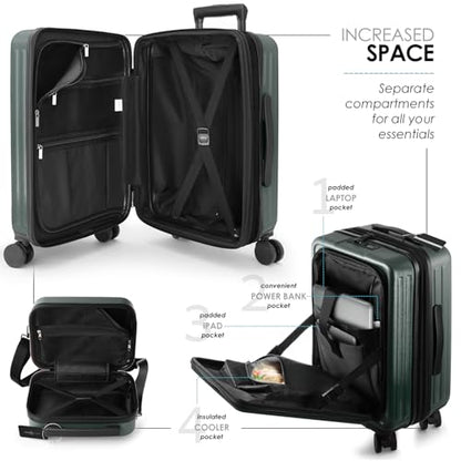 TRAVELARIM 4 Piece Luggage Sets with Spinner Wheels, Travel Suitcase Set - color: Green, size: 4 Piece Set (20/24/28)