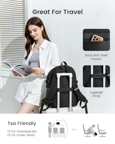 LOVEVOOK Laptop Backpack for Men Women with Giant Tumbler Holder Pocket - color: Black-dark Gray, size: 17.3 inch