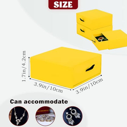 Nsmykhg Jewelry Gift Box Velvet-Lined,12 Pack Compact Drawer Style for Earrings & Rings, Necklace & Bracelet Organizer, 3.93x3.93x1.65 Inches, Stackable Elegant Jewelry Display & Storage Box (Yellow) - color: Yellow