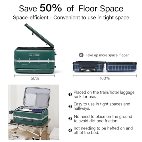 Hanke Top Opening Carry On Luggage 20 Inch Aluminum Frame Hardside Suitcase - color: Blackish Green, size: 20 Inch