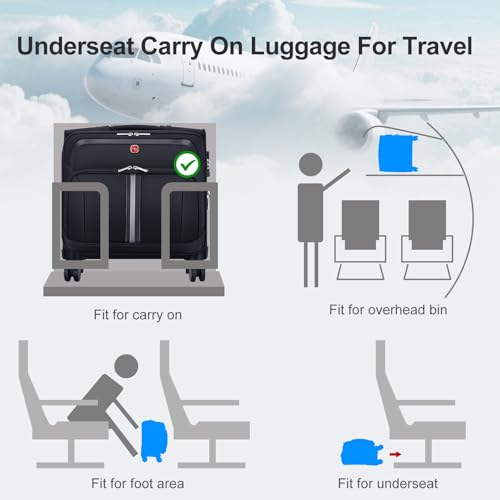 ROPLUS Underseat Carry-On Luggage Lightweight Rolling Tote Bag with 4 Spinner Wheels (Black, 16-Inch) - color: Black, size: 16-Inch