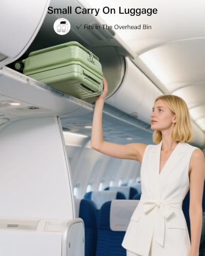 Hanke Top Opening Carry-On - Expandable 16 Inch Airline Approved Spinner - color: Bamboo Green, size: 16 Inch Expandable