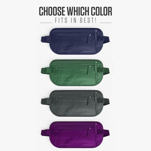 VENTURE 4TH Travel Money Belt, RFID Blocking Passport Holder - Sleek Navy - color: Sleek Navy Blue