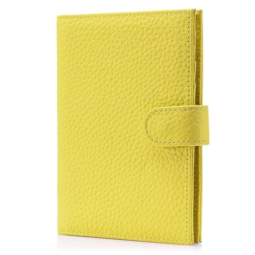 RFID Blocking Travel Wallet for Women, Leather Passport Holder - color: Lemon Yellow