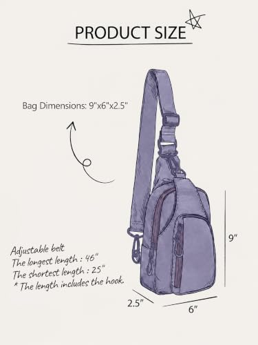 ODODOS Sling Bag with Adjustable Straps Crossbody Chest Bag Lightweight Backpack for Casual Traveling Hiking - color: Ultra Violet