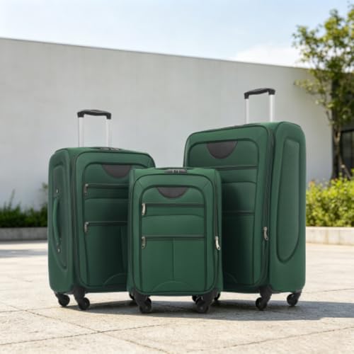 Softside Luggage Set Softshell Lightweight 3 Piece Spinner Suitcase 22" 26" 30" (Orange) - color: Orange