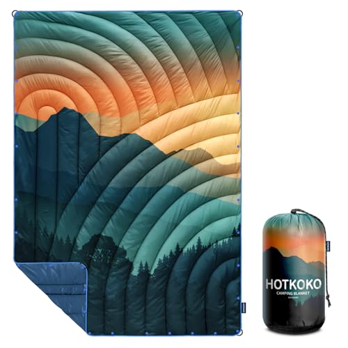 Puffy Camping Blanket,Mini Camp Blanket Outdoor Camping Quilt Waterproof - color: Cyan, size: 39x55"