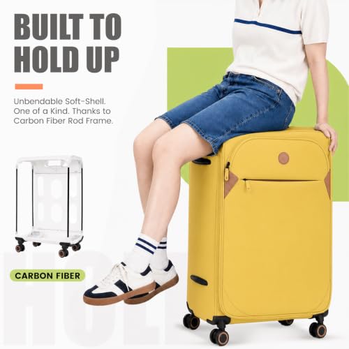 Verage Cambridge Lightweight Luggage Softside Expandable Spinner Wheel Suitcase (Misted Yellow, 29-Inch) - color: Misted Yellow, size: 29-Inch